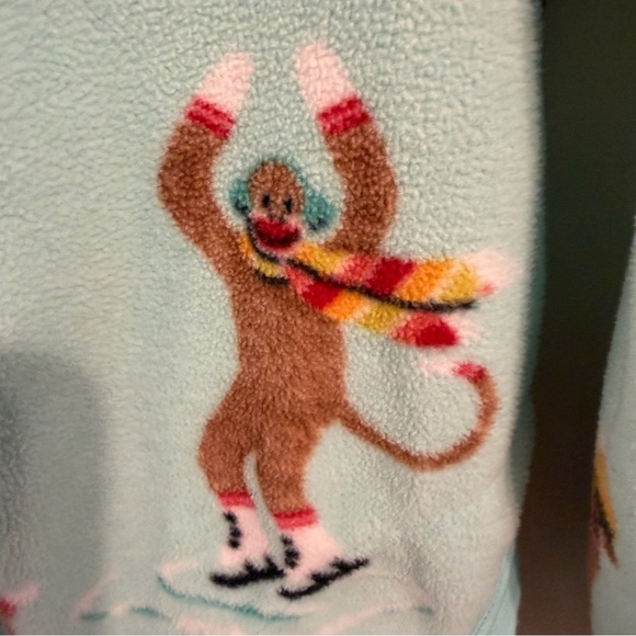Nick & Nora Sock Monkey Cozy Novelty Fleece Pajama Winter Lounge Wear Size Small - Picture 9 of 10